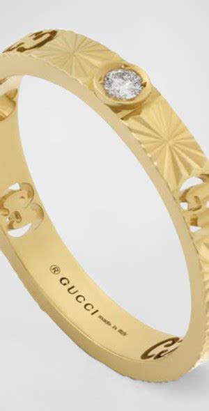 Gucci 18k Yellow Gold Icon Diamond Heart Ring 